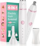 Facial Hair Remover for Women,4-in-1 Bikini Trimmer Women,USB C Mini Lady Shavers with 4-Level Battery Indicator (25%, 50%, 75%, 100%) Eyebrow Razor,Nose Trimmer,for Face Nose/Ear Body,Easy to Clean