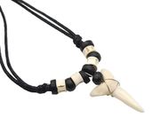 Swimmi Genuine Shark Tooth Necklace for Men, Mako Shark Tooth Necklace, Handmade Wooden Beads adjustable Cords Shark Tooth Necklace for Women Jewelry EA200, Shark Tooth