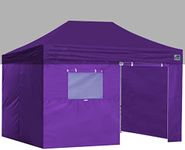 Eurmax USA Full Zippered Walls for 10 x 15 Easy Pop Up Canopy Tent,Enclosure Sidewall Kit with Roller Up Mesh Window and Door 4 Walls ONLY,NOT Including Frame and Top（Purple）