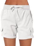 ANRABESS Womens Summer Shorts 2024 Dressy Casual Hiking Cargo Shorts Trendy Outdoor Outfits 6 Pockets White X-Large