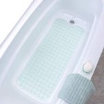 SlipX Solutions Extra Long Bath Tub & Shower Mat 99x40 cm, Wet Floor Non-Slip for Elderly & Kids Bathroom, Longer Than Standard Bathtub Mats, 200 Suction Cups, Drain Holes, Light Green