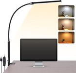 BROLAVIYA Overhead Flexible LED Long Desk Lamp Light with Metal Clamp, 3 Modes, 10 Brightness, Eye-Caring, Long Flexible Gooseneck, for Home, Office, Desktop,Bedroom, Reading, etc Black