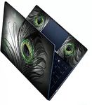 KALARKARI Peacock Feather No Residue, Bubble Free, Removable HD Quality Printed Premium Matte Finish Vinyl Skin/Sticker/Decal for Back and Palmrest Portion of Laptop Size Upto 15.6 Inch