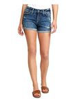 Silver Jeans Co. Women's Suki Mid Rise Short, Distressed Dark Indigo, 29