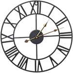 Sorbus Large Wall Clock for Living Room - 16-Inch Wall Clock - Oversized Centurian Roman Numeral Style Modern Wall Clocks - Large Clock Home Decor - Metal Decorative Analog Metal Clock (Black)