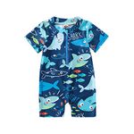 MoccyBabeLee Baby Swimsuit Boy Swimming Suit Newborn Swimwear One Piece Rash Guard Zipper Short Sleeve Beach Bathing Suits