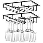 2 Pack Black Wine Glass Holder, 3 Rows Black Metal Wine Glass Rack Under cabinet, Wine Glass Rack for Cabinet Kitchen Bar, Under Cabinet Storage for Brandy, Margarita, Martini Glasses & More