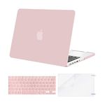 MOSISO Plastic Hard Shell Case & Keyboard Cover & Screen Protector Only Compatible with MacBook Pro Retina 15 inch (Model: A1398, Older Version Release 2015 - end 2012), Rose Quartz