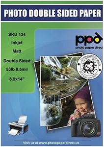 PPD Double Sided Photo Paper, Matte Brochure Paper 8.5 x 14 for Inkjet Printer, 210 gsm, 9 mil Legal Paper Size for Magazine, Flyer, Presentation, Program, Instant Dry & Water Resistant (50 Sheets)