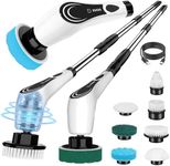 Lichffy Electric Spin Scrubber Cordless 8-in-1 Power Scrubber with LED Display & Dual Speed, IPX7 Waterproof Bathroom Scrubber, Lightweight Cleaning Brush for Tile Grout Tub Shower Glass, White-hx1...
