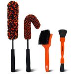 YeewayVeh Wheel & Tire Cleaning Kit, 4PCS Bendable Wheel Brush Set with 2-Size Microfiber Wool Heads, Double-Ended Detailing Brushes, Soft Non-Metallic Alloy Wheel Cleaner Brushes for All Rim Types