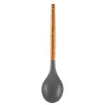 Spatlus Woodtula Silicone Ladle Spoon, Wooden Handle Seamless Nonstick Kitchen Soup Ladle, BPA-Free & Heat Resistant up to 445°F, Silicone Kitchen Cooking Utensils Baking 31.5 cm Grey