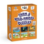 GiniMini Farm & Wild Animal 2-Piece Jigsaw Puzzle for Kids - Set of 16 | Self-Correcting Puzzles | Educational Toy for Cognitive Development | Fine-Motor Skills | Age 2 & Above