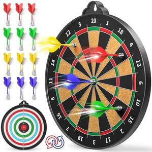 Magnetic Dart Board - 12pcs Magnetic Darts (Red Green Blue Yellow) - Indoor and Party Games - Safe Magnetic Dart Board Toys Gifts for 3-12 Year Old Boy Kids