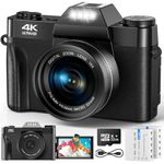 56MP 4K Digital Camera - UHD AutoFocus Vlogging Camera - 16X Digital Zoom 32G SD Card 2 1500mAh Batteries Compact Camera with 3.0 Inch 180° Flip Screen Camera for Teenagers, Beginners,Adults