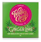 Willie's Cacao - Artisan Chocolate Bar - Ginger & Lime, 70% dark chocolate with ginger and lime - Vegan - 50g x 12