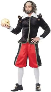 Adult William Shakespeare Costume, Black/Red, Small