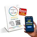 Tap Google Review Stand by TapFive - Tap for Instant Reviews - All Phones Compatible - Reusable Smart Tap NFC & QR - Boost Business Reviews Zappy Fast - Powered by TapFive (White, 1 Stand)