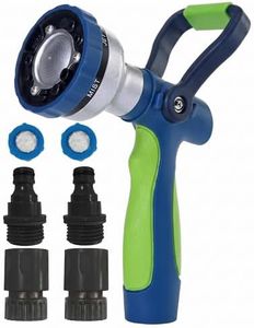 GREEN MOUNT Garden Hose Nozzle with Quick Connect Set - Zinc Alloy High Pressure Sprayer, Fireman Style Handle for Car Wash & Plant Watering, Green