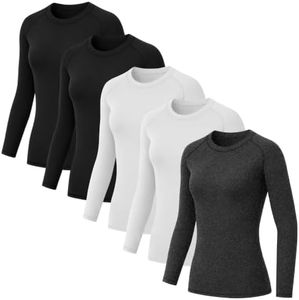 5 Pack Women's Compression Shirts Underscrub Long Sleeve Workout Tops