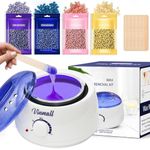 Waxing Kits Wax Warmer: Wax Kit Wax Hair Removal Kit with 4 * 100g Hard Wax Beads &30 Waxing Sticks,Waxing Kit for Women Men Whole Body Brazlan/Bikini/Eyebrows/Face -Hair Removal Wax at Home (White)