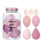 GLOW FIRST Makeup Sponge Set Beauty Blender with Egg Case, Soft Sponge For Liquid Foundation, Creams, and Powders Latex Free Wet and Dry Makeup (Multicolor 4 Big + 3 Mini -7 Pcs set)