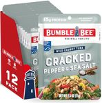 Bumble Bee Cracked Pepper & Sea Salt Seasoned Tuna, 2.5 oz Pouches (Pack of 12) - Ready to Eat - Wild Caught Tuna Packet - 15g Protein per Serving - Gluten Free