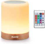 Auxmir Night Light, Smart LED Bedside Table Lamp, USB Rechargeable, Touch & Remote Control Dimmable Light, RGB Color Changing, Portable Lamp for Bedroom, Living Room, Camping