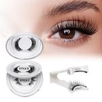 QUEWEL Magnetic-Eyelashes, 2 Pairs Reusable Magnetic Eyelashes with Applicator, No Glue Needed Magnetic Lashes Natural Look, Easy to Wear and Remove(Magnetic eyelash kit styleA)