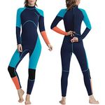 OMGear Wetsuit Men Women Youth 3mm Neoprene Full Body UV Protection One Piece Long Sleeves Scuba Diving Suits Back Zipper for Scuba Diving Surfing Snorkeling Swimming Water Sports(Green & Orange,2XL)