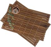 Sunnydaze Solid Teak Shower Mat - Spa-Inspired Large Wood Bath Mat for Indoor or Outdoor Use - 32" x 20" - Set of 2