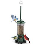 Squirrel-Proof Bird Feeder-Stainless Steel Material with Detachable Water Trough-4 Metal Perches for Wild Bird-1.3-pounds Seed Capacity