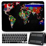 Bizcustom MacBook Pro 13 Old Retina World Map Flags Customized Paint Hard Black Rubberized Case Cover for MacBook Pro 13.3 Model: A1502/A1425 Old with Retina Display, 2012-2015