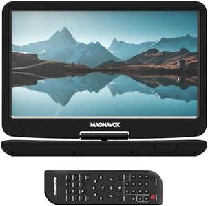 Magnavox MTFT754 Portable 11.6 Inch TFT Swivel Screen DVD/CD Player in Black | Rechargeable Battery | Swivel Screen Design | Great for Road Trips | Headphone Jack |