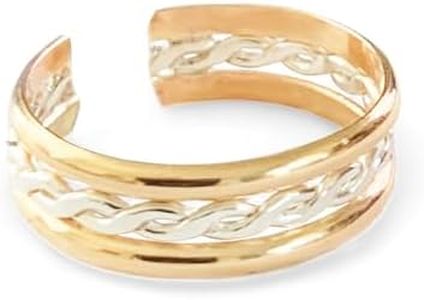 Toe Ring | Braid Stack 14K Gold Fill & 925 Sterling Silver | Adjustable Ring for Toe or Midi for Women and Men