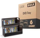 Stock Your Home DVD Storage Box, Movie Shelf Organizer for Blu-Ray, Video Game Cases, CDs, VHS Tape Display Stand, Disc Holder Can Store Up to 28 DVDs, Faux Leather (Espresso) 6 pack