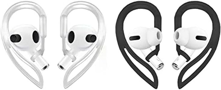 2 Pairs Ear Hooks Compatible with AirPods Pro [Multi-Dimensional Adjustable] Accessories Compatible with Apple AirPods (Transparent+Black)