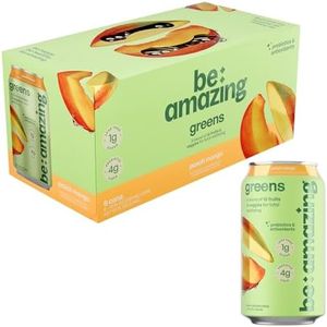 Be Amazing Greens - Peach Mango - Ready to Drink Super Greens 12 oz Cans (8 Pack)