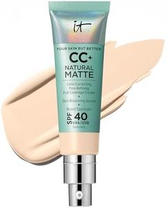 IT Cosmetics CC+ Cream Natural Matte (Fair Warm) - Poreless Full Coverage Foundation With SPF 40, 16HR Shine Control, Color-Corrector, Skin-Balancing Serum, Noncomedogenic - 1.08 fl oz