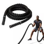 SPRI Battle Rope - Weighted Rope for Strength Training,Durable Conditioning Rope - 18ft Long with 1.5" Thickness,Black