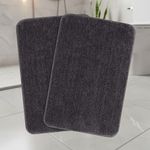 SARAL Home Microfiber Solid Anti-Skid Bath Mats Set of 2(Grey,35X50cm)