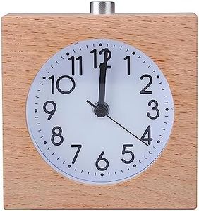 Lancoon Wooden Analog Alarm Clock, Quiet Silent Non-Ticking with Wood Body Night Light Snooze Function Battery Operated for Heavy Sleepers Tabletop Bedroom Bedside (Yellow)