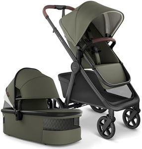 Mompush Ultimate 3 Full Size Baby Stroller with Bassinet from Newborn to 50 lbs - All-Terrain Large Wheels with Full Suspension, Reversible & Extendable Seat for Growing Kids, One-Second Compact Fold