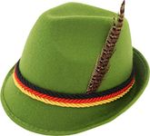 German Alpine Bavarian Oktoberfest Green Costume Hat with Feather (Green)