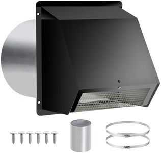 8 Inch Black Dryer Vent Hooded Wall Cover with Screen & Damper, Galvanized Steel Exhaust Vent Cap for Outdoor Dryer, Kitchen Range Hood, Bathroom Fan, HVAC Duct, Easy Install