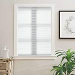 Biltek Pleated Fabric Shades (Cut-to-Size), Cordless Light Filtering Window Privacy Shades - 48" W x 72" H, White