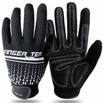 Workout Gloves Full Finger Men Women Touchscreen Gel Padded Anti-Slip for Cycling Fitness Gym Weight Lifting Fishing Driving, Exercise Training Gloves Strength Full Palm Protection (Black, L)