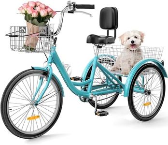 YITAHOME 24 & 26 Inch Adult Tricycle, 1 & 7 Speed 3 Wheel Bikes, Large Seat with Backrest Trike for Adults with Front & Rear Baskets, Cruiser Bike for Seniors Women Men Commute Picnic Outdoor