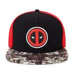 Marvel Deadpool Baseball Hat, Face Logo Adjustable Flat Brim Snapback Hat, Black, One Size, Black, One Size