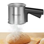 KScocina 3 Cup Stainless Steel Flour Sifter with Double Layer Fine Mesh, One Hand Press Crank, Ideal for Baking and Powdered Sugar Dusting Flour Sifter